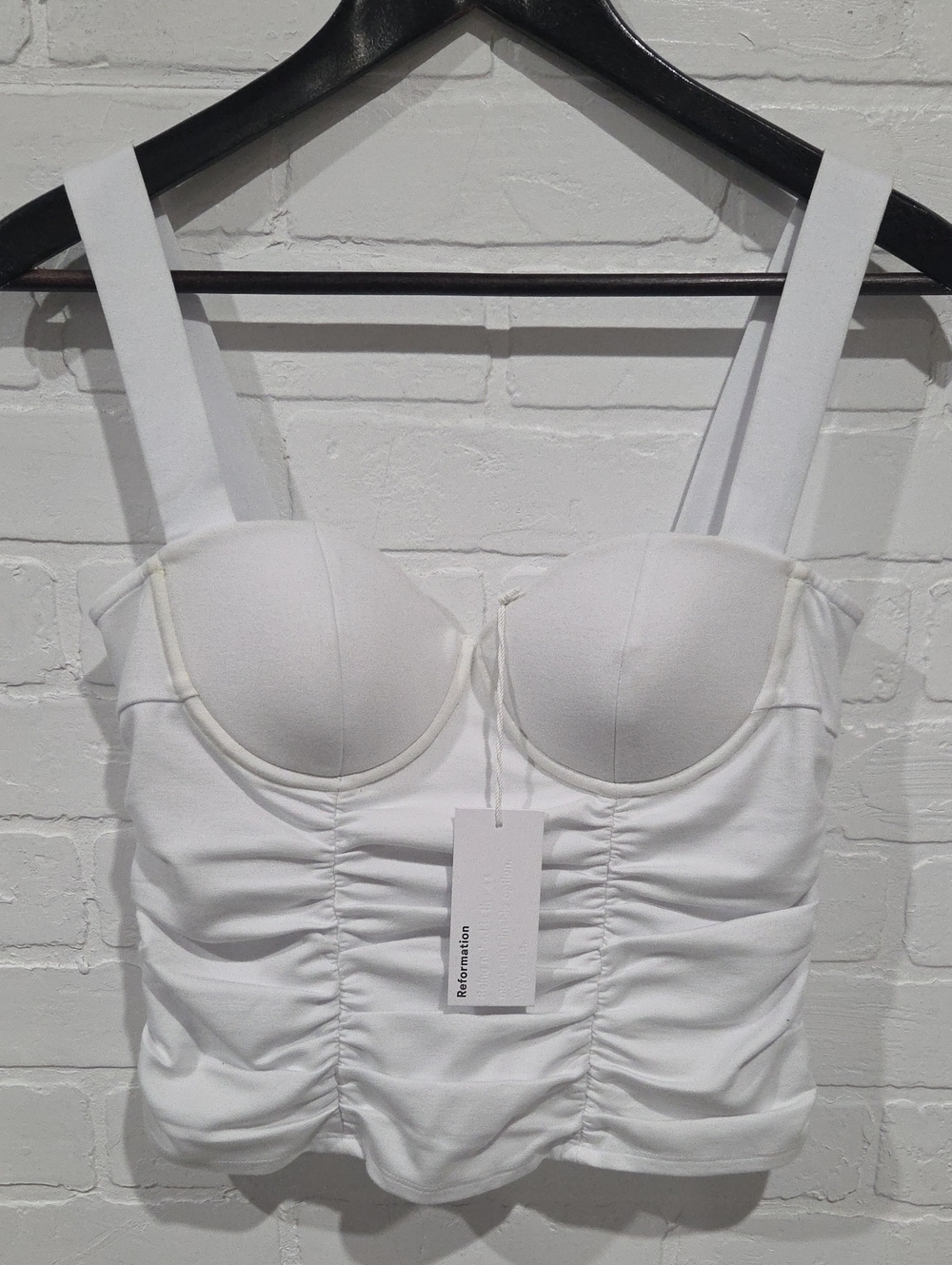 Reformation White Ruched Bustier